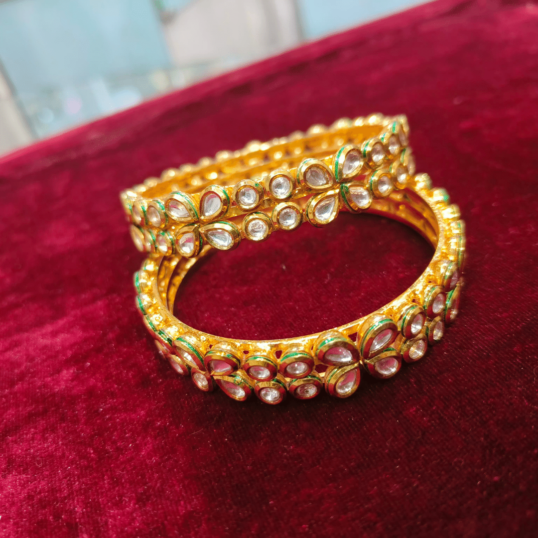 kundan jewellery-Studded Bangles