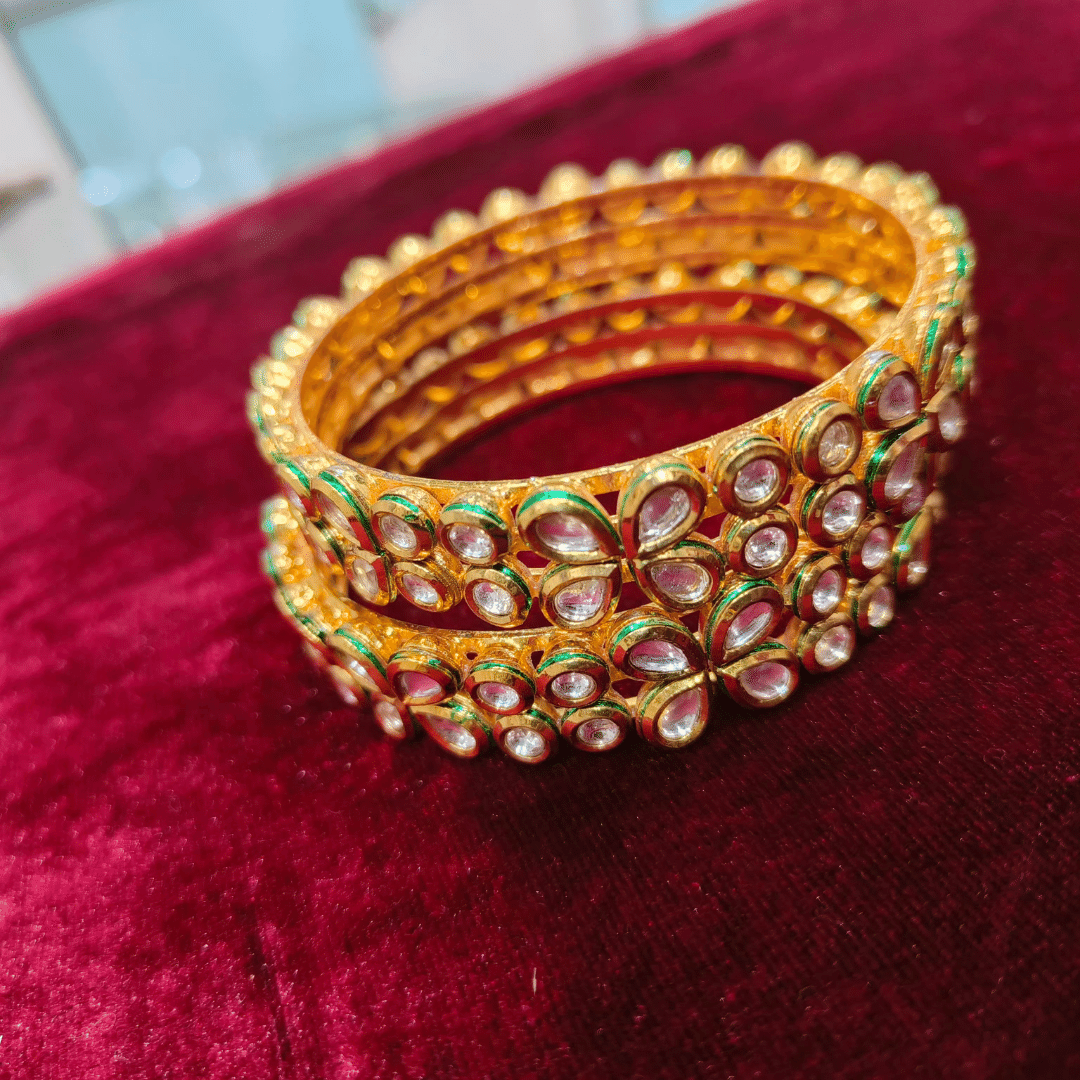 kundan jewellery-Studded Bangles