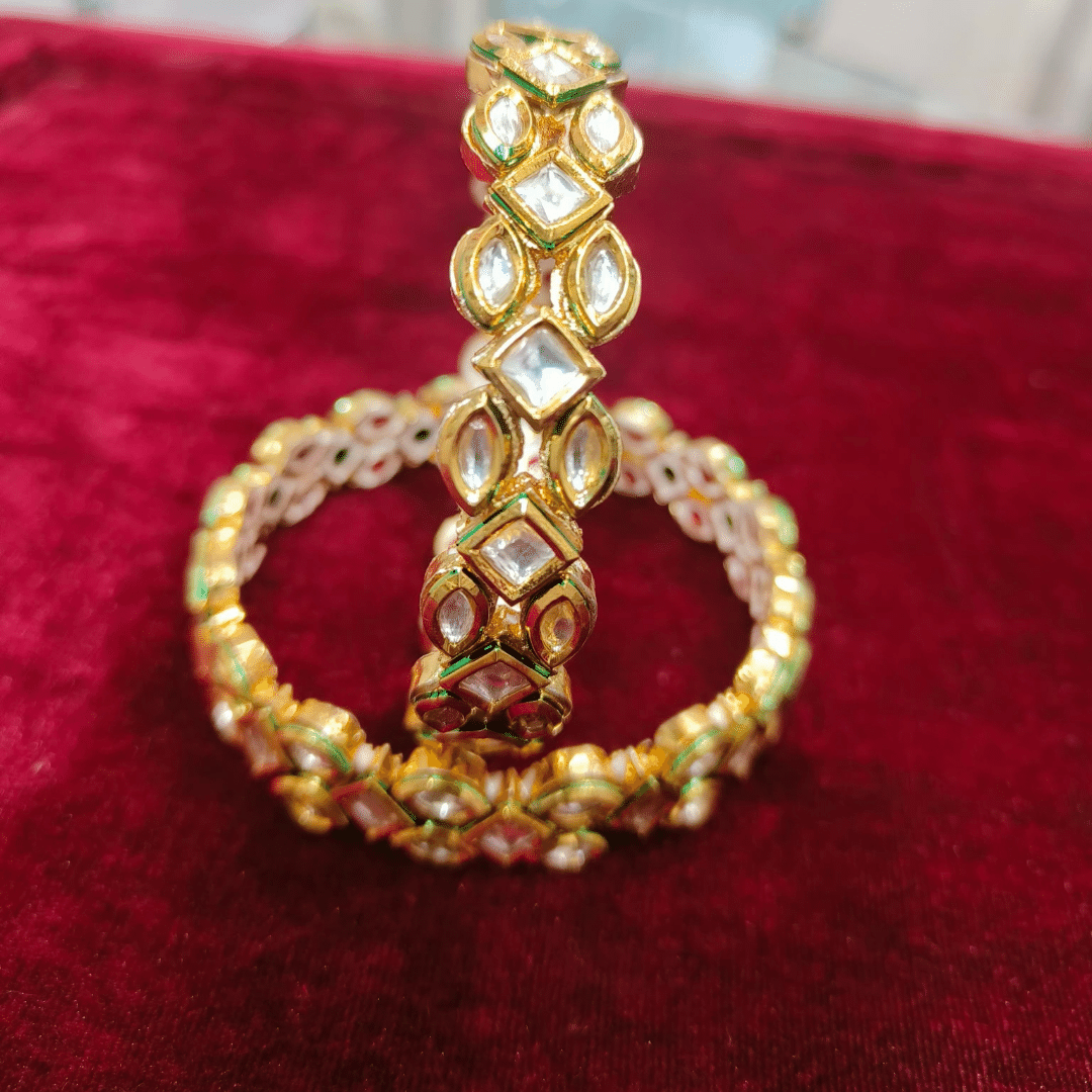 kundan jewellery-Studded Bangles