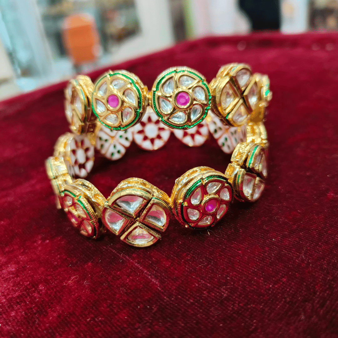 kundan jewellery-Studded Bangles